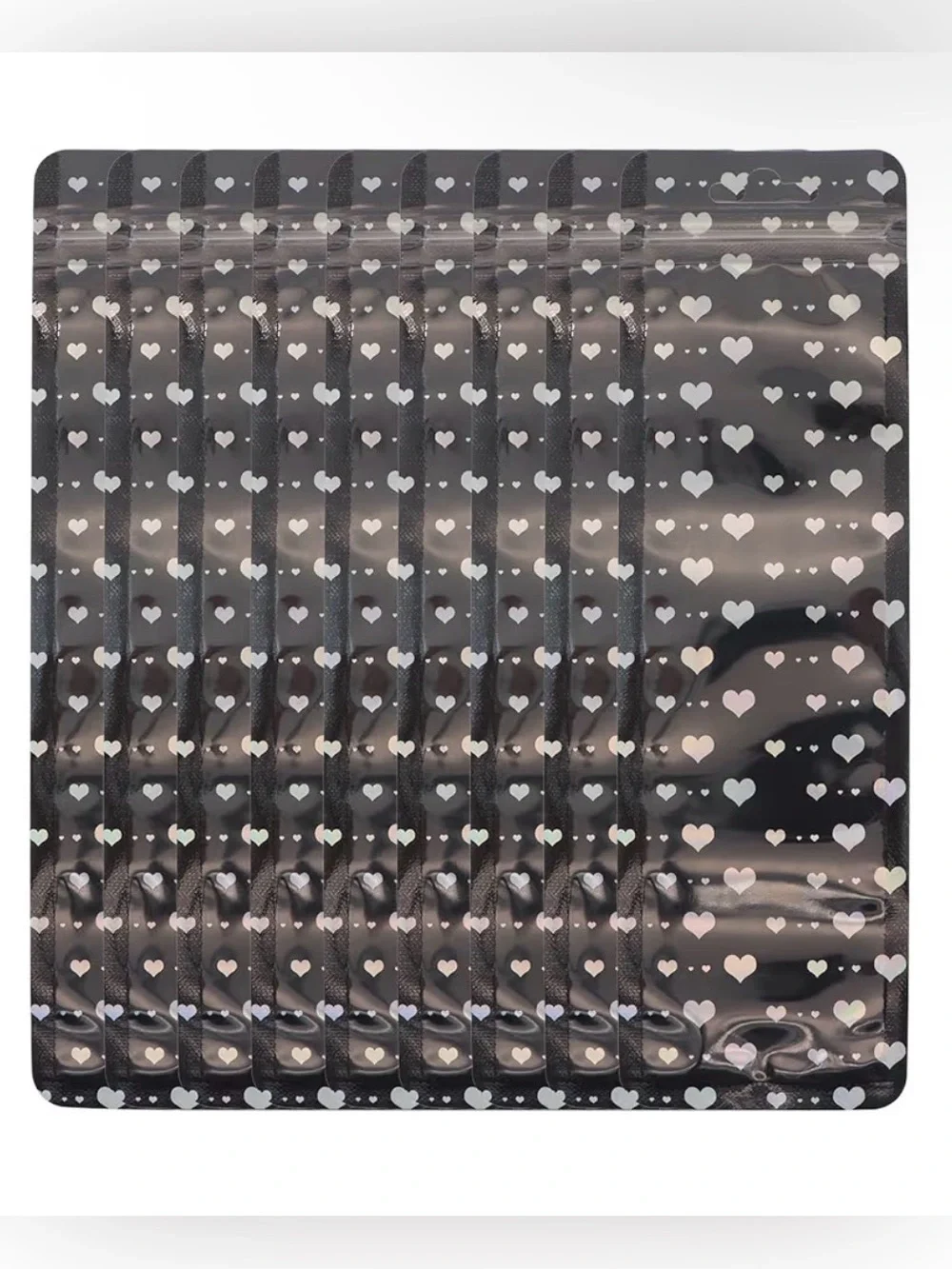 BUY NOW 20 Black w/Hearts Mylar Zip Bags - Multipurpose